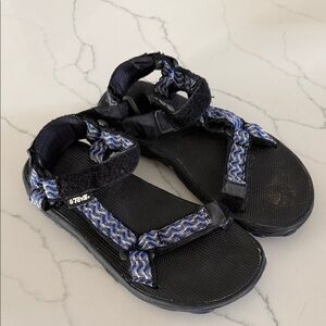 Teva Black Sandals with Blue Patterned Straps